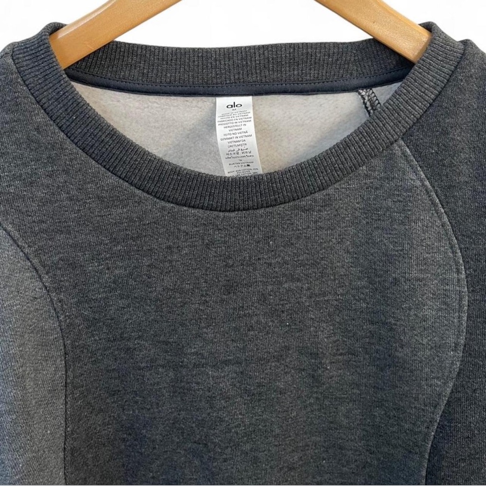 Alo Yoga Grey Tonal Make Waves Crewneck Pullover Sweatshirt - Picture 3 of 4